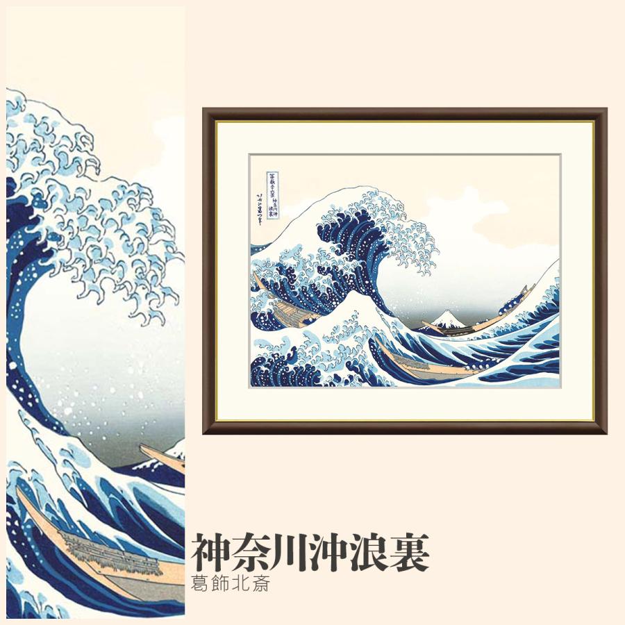 額絵神奈川沖浪裏 葛飾北斎 F8サイズ 浮世絵 富嶽三十六景 三大役物