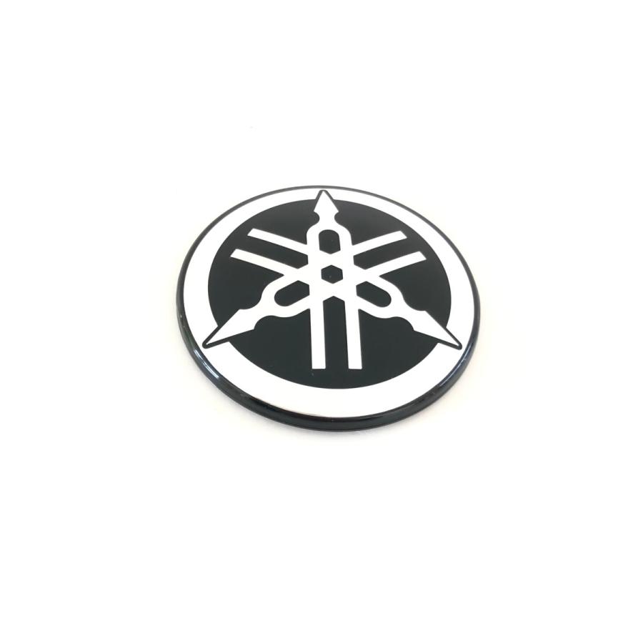 〇 ヤマハ 音叉マーク エンブレム 50mm ラウンドトップ 裏曲面 メッキ 2枚セット|tlw2015|02
