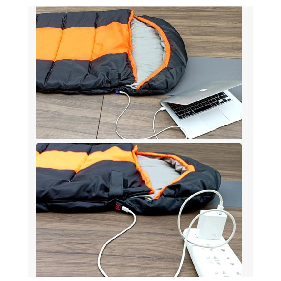 電気シュラフ 発熱寝袋 シュラフ 寝袋 封筒型 usb充電加熱 車中泊 持ち運び レジャー キャンプ アウトドア : TMストア2 - 通販 ...