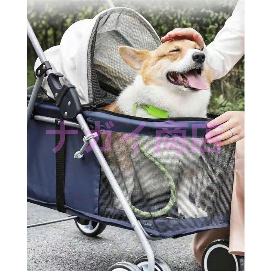 ペットカート 猫 犬 バギー 対面式 折りたたみ 多頭用 犬用ベビーカー 3way 4輪 360°回転 介護用 工具不要 お出かけ ドッグカート_2