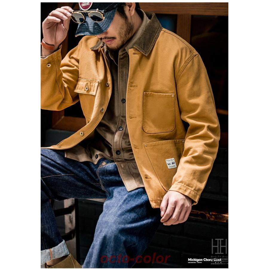 モッズコート ミシガンコート ワークジャケット メンズ おしゃれ 大きいサイズ 多ポケット 機能性 コーデュロイ襟 アメカジ キャンバス ヴィンテージ モッズコート ミシガンコート ワークジャケット メンズ おしゃれ