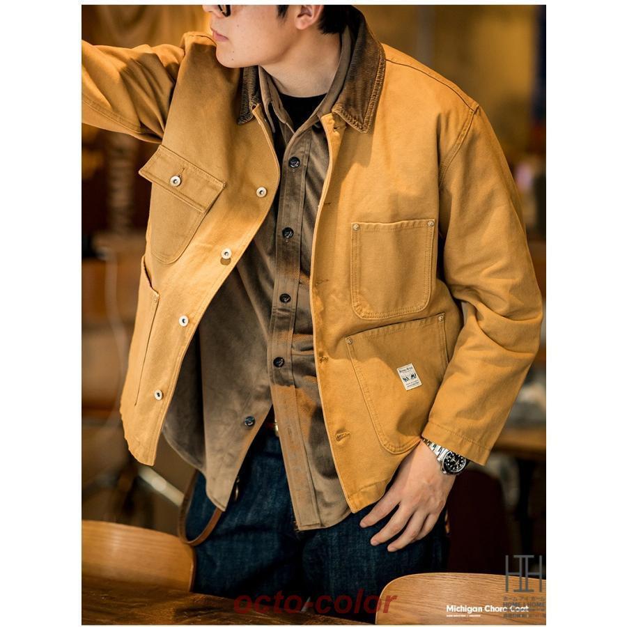 モッズコート ミシガンコート ワークジャケット メンズ おしゃれ 大きいサイズ 多ポケット 機能性 コーデュロイ襟 アメカジ キャンバス ヴィンテージ 春秋 作業 モッズコート ミシガンコート ワークジャケット メンズ おしゃれ