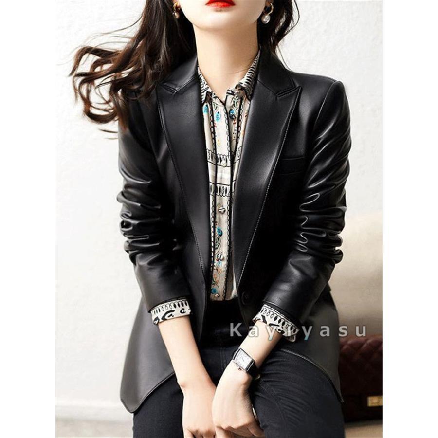 テーラードジャケット ラムレザー レディースラム レザージャケット 羊革 春 秋 冬 アウター ジャケット 革ジャン ブルゾン 秋服 革ジャケット テーラードジャケット ラムレザー レディースラム レザージャケット 羊