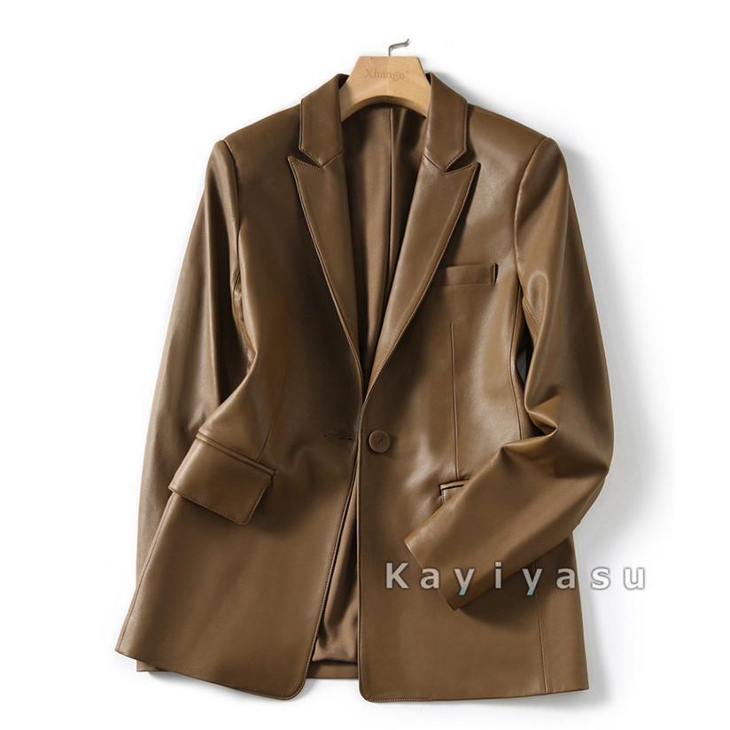 テーラードジャケット ラムレザー レディースラム レザージャケット 羊