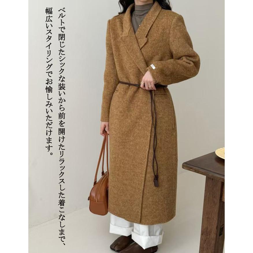 【ウール100％】コート レディース ロング ウールコート ロングコート チェスターコート コーディガン ステンカラーコート きれいめ 20代 30代 40代 50代_3