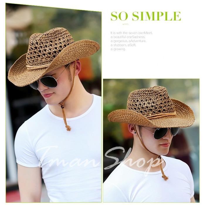 麦わら帽子 ハット メンズ レディース テンガロンハット カウボーイハット ビーチ リゾート風 あご紐付 メッシュ つば広 日よけ 通気性 春夏 新作 |  | 03