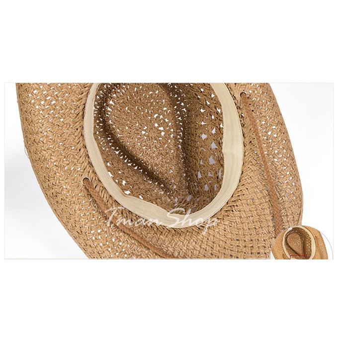 麦わら帽子 ハット メンズ レディース テンガロンハット カウボーイハット ビーチ リゾート風 あご紐付 メッシュ つば広 日よけ 通気性 春夏 新作 |  | 07