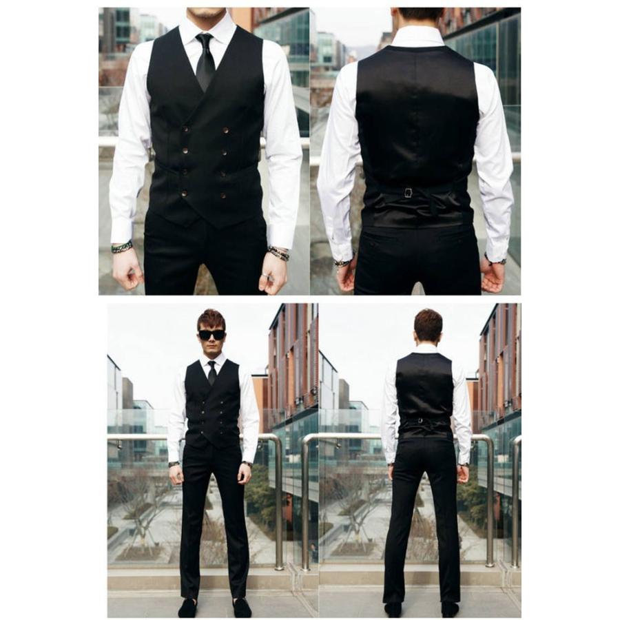 ベスト ジレベスト ダブルボタンバックベルト付きメンズ メンズ