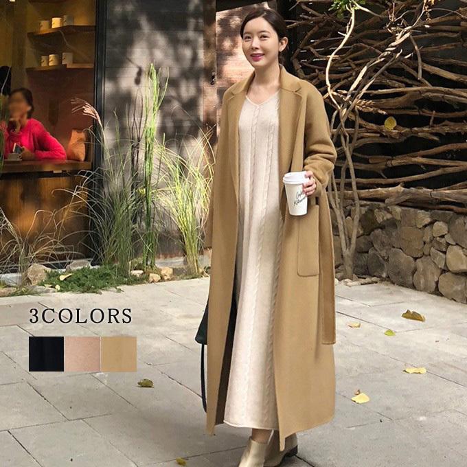 チェスターコート レディース 長袖 ロング丈 無地 厚手 防寒 暖かい あったか おしゃれ アウター 秋服 冬服 新作 tman 送料無料
