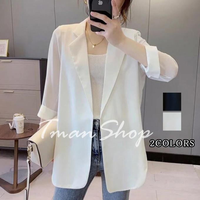 テーラードジャケット シフォンジャケット 無地 アウターレディース 7分袖 ジャケット オフィス 通勤 きれいめ ジャケット 着痩せ 薄手 夏新作 送料無料 新品 正規品