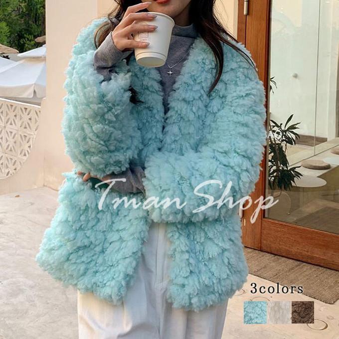 ついに再販開始 毛皮コート レディース ショート丈コート ファーコート ファーコート 送料無料 新作 冬服 防寒 暖かい 上着 おしゃれ ふわふわ ショートコート フェイクファー ラムウール ノーカラーコート 毛皮コート レディース コート アウター Www