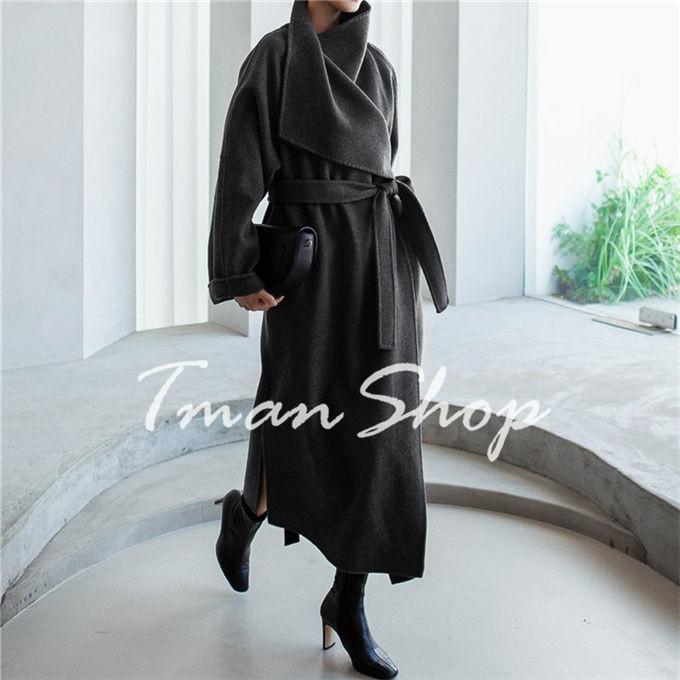 ウールオーバーコート レディース アウター ガウン ロング丈 長袖