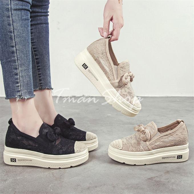 極美品 ファイテン ハンズフリー スニーカー ニット 厚底 メッシュ ベージュ スニーカー レディース ズック靴 厚底 レース メッシュシューズ