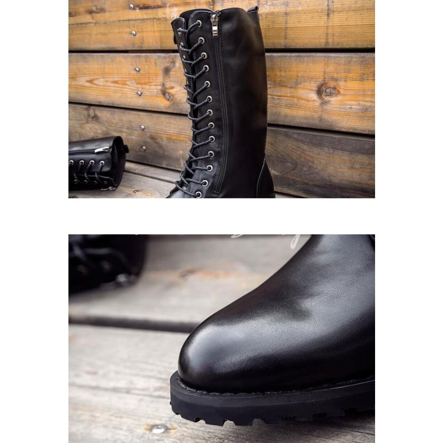 ブーツ メンズ ロングブーツ レザー エンジニアブーツ 男性 サイドに