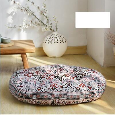 シートクッション 綿麻クッション 座布団 丸型 円形 低反発クッション 客席 おしゃれ 座イス 人気 直径56cm 厚さ9cm 通気性 快適性 軽い 滑り止め 夏新作 |  | 01