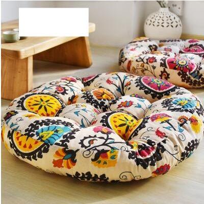 シートクッション 綿麻クッション 座布団 丸型 円形 低反発クッション 客席 おしゃれ 座イス 人気 直径56cm 厚さ9cm 通気性 快適性 軽い 滑り止め 夏新作 |  | 03