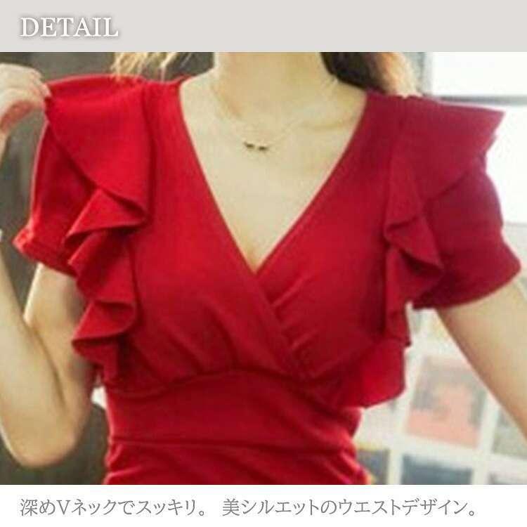 キャバドレス ドレス キャバ パーティードレス ミニワンピース タイト 秋冬 春夏 キャバワンピ ミニドレス セクシー 大人可愛い ミニ 無地 フリル ボディコン|tmarket|07