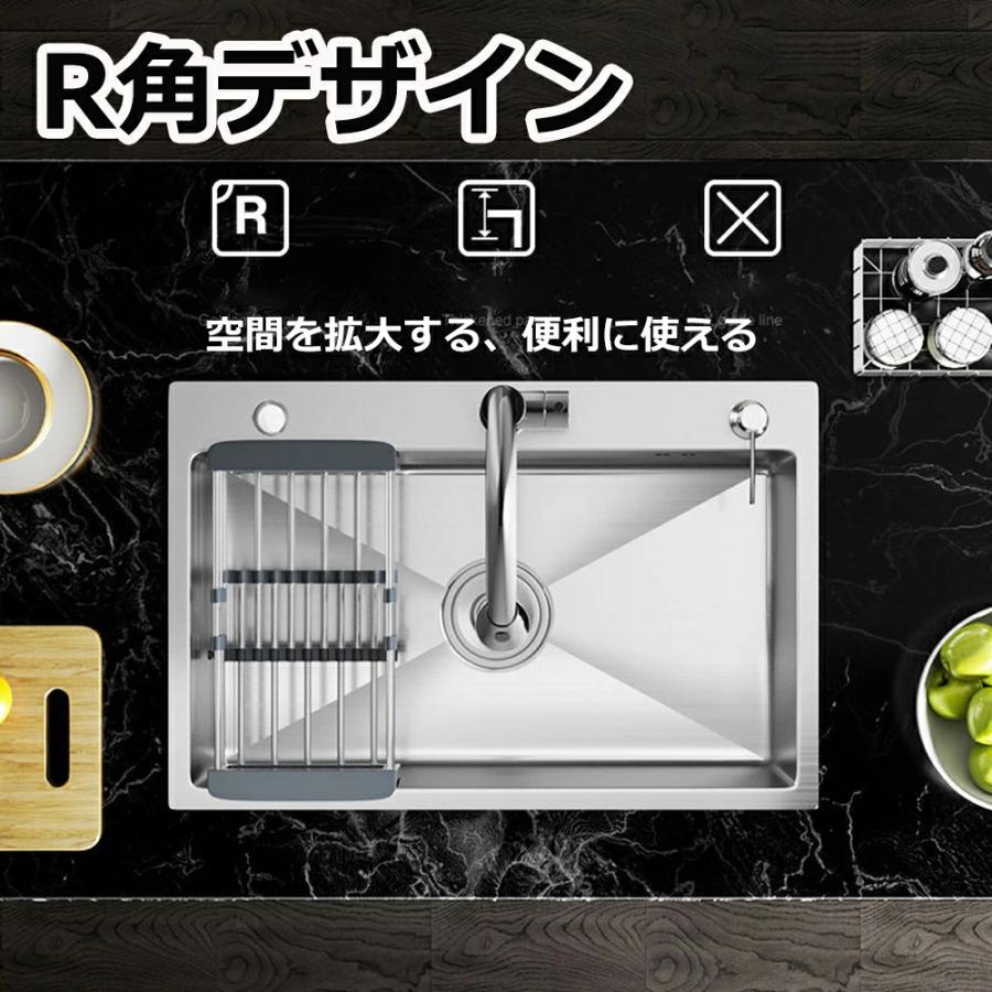 シンク ステンレスタンク 一槽キッチンシンク キッチン流し台 ガーデン 耐摩耗 汚れ防止 手入れやすい 錆びにくい 厚手 台所作業台 ゴミ受け 蛇口 混合水栓 |  | 06