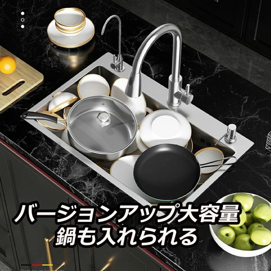 シンク ステンレスタンク 一槽キッチンシンク キッチン流し台 ガーデン 耐摩耗 汚れ防止 手入れやすい 錆びにくい 厚手 台所作業台 ゴミ受け 蛇口 混合水栓 |  | 07