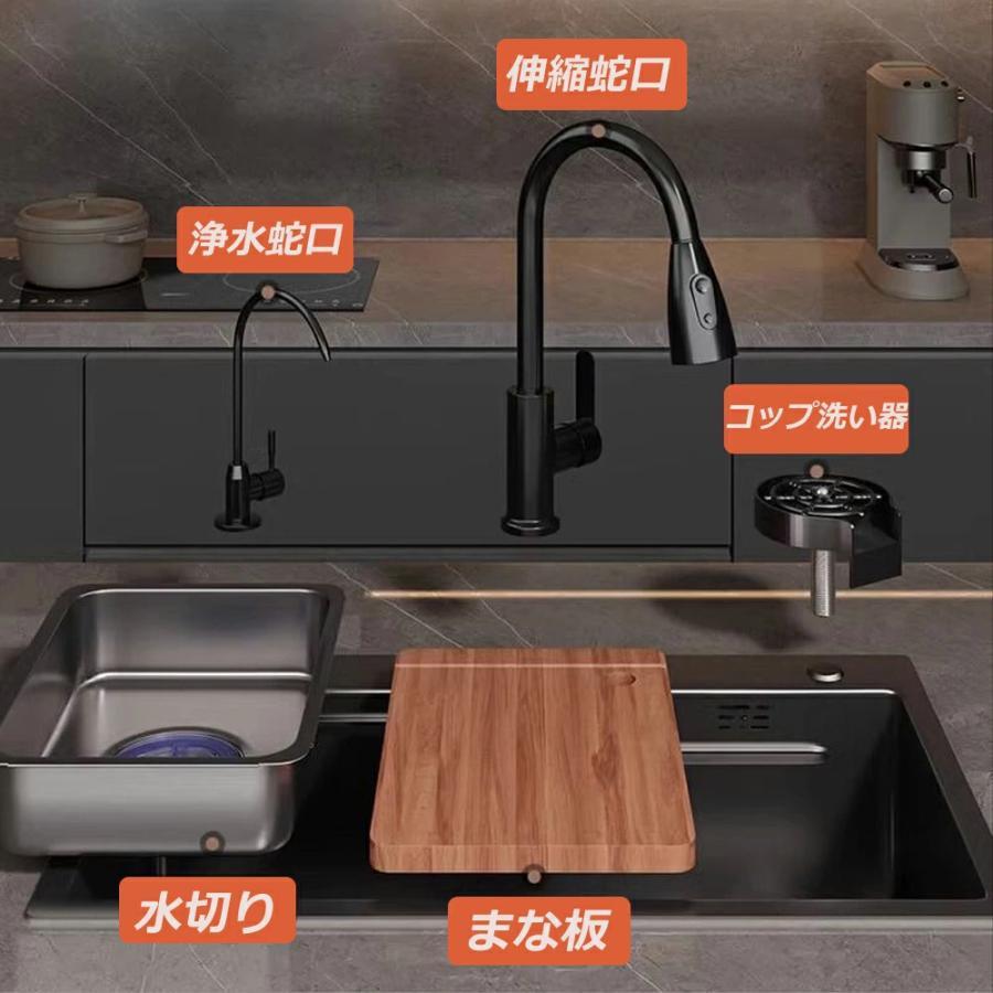 シンク ステンレス キッチンシンク 水排出速い 流し台 ステンレスシンク ベランダ ガーデン 汚れ防止 油対策 耐摩耗 手入れやすい 厚手 台所作業台 混合水栓 |  | 03