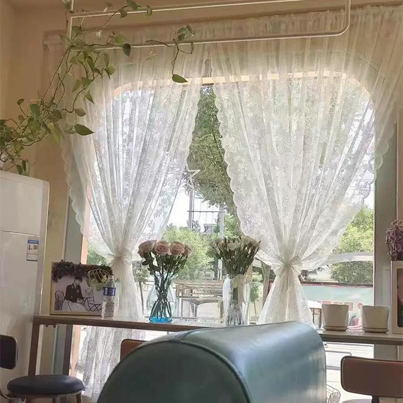 レースカーテン 2枚組 幅70-140 外から見えにくい UVカット 柄 断熱 保温 間仕切り プライバシー保護 無地 おしゃれ 北欧 出窓 小窓 2枚入り 遮像 遮光 |  | 10