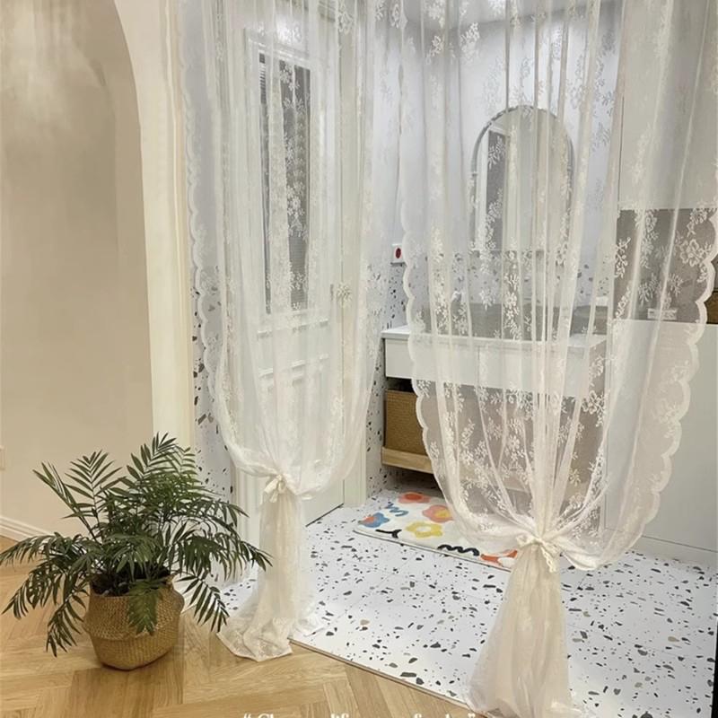 レースカーテン 2枚組 幅70-140 外から見えにくい UVカット 柄 断熱 保温 間仕切り プライバシー保護 無地 おしゃれ 北欧 出窓 小窓 2枚入り 遮像 遮光 |  | 11