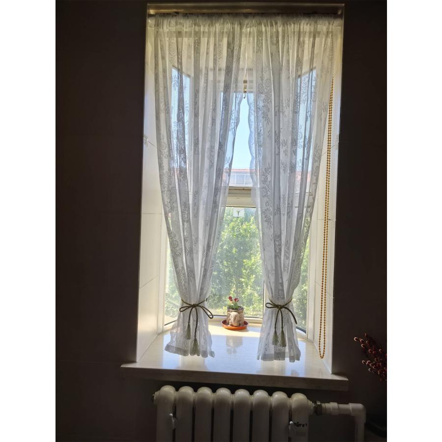 レースカーテン 2枚組 幅70-140 外から見えにくい UVカット 柄 断熱 保温 間仕切り プライバシー保護 無地 おしゃれ 北欧 出窓 小窓 2枚入り 遮像 遮光 |  | 16