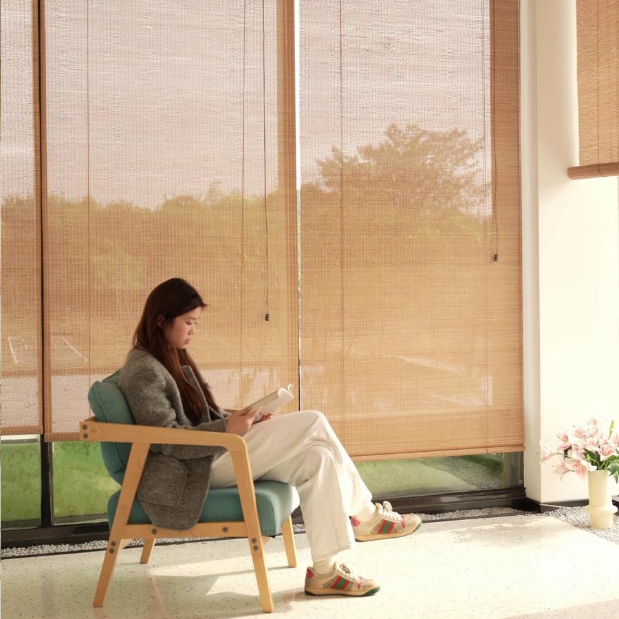 竹ロールスクリーン オーダーメイド 竹すだれ 竹簾 天然竹 巻き上げ機能付 目隠し 遮光遮熱 屋外 屋内 室内 和室 間仕切り 日除け 日よけ防止 風通し 【仕様B】 |  | 16