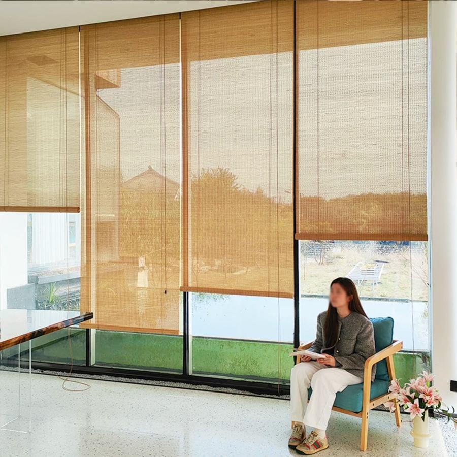 竹ロールスクリーン オーダーメイド 竹すだれ 竹簾 天然竹 巻き上げ機能付 目隠し 遮光遮熱 屋外 屋内 室内 和室 間仕切り 日除け 日よけ防止 風通し 【仕様B】 |  | 17
