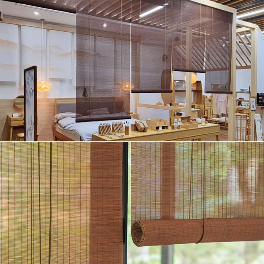 竹ロールスクリーン オーダーメイド 竹すだれ 竹簾 天然竹 巻き上げ機能付 目隠し 遮光遮熱 屋外 屋内 室内 和室 間仕切り 日除け 日よけ防止 風通し 【仕様B】 |  | 19