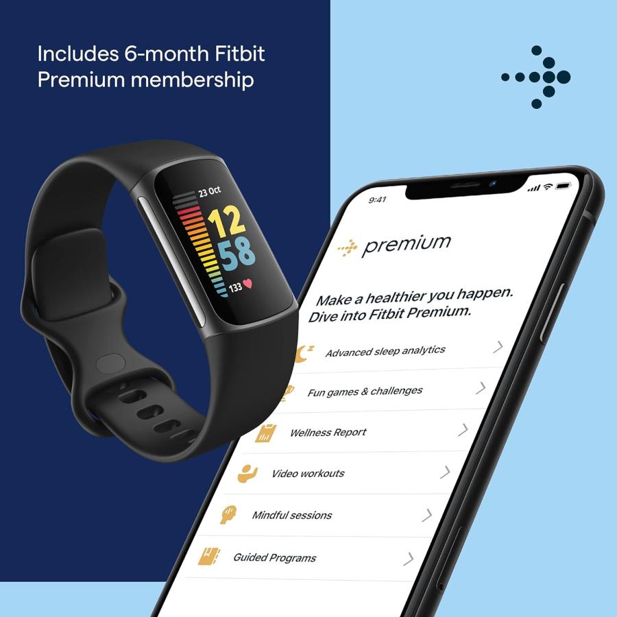 Fitbit Charge 5 トラッカー ブラック/グラファイト [最大7日間 Fitbit Charge 5 トラッカー ブラック/グラファイト [最大7日間