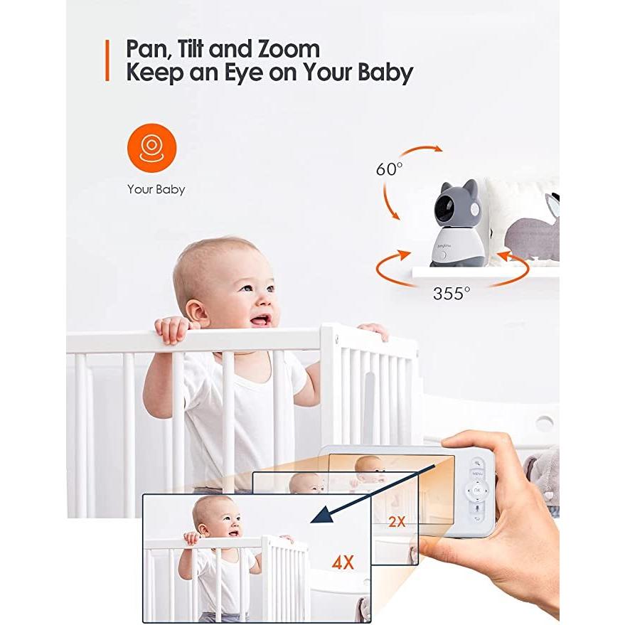 レビュー高評価のおせち贈り物 新品 ベビー マタニティ ビデオベビーモニター 5インチカラーディスプレイ 1080pパン ティルトカメラ 赤外線ナイトビジョン 双方向音声 Cisama Sc Gov Br