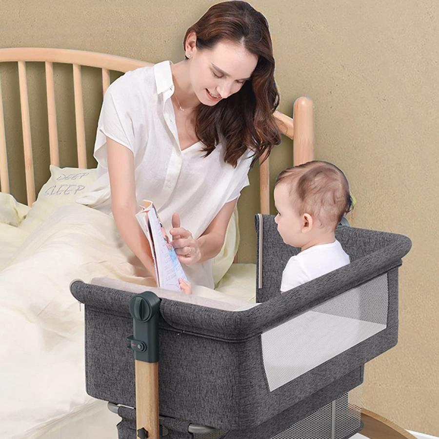 最新デザインの 高さ調節可能 ゆりかご ベビーベッド 新品 Ubravoo キャスター付き グレー 洗濯可能 0ヶ月 新生児 蚊帳 マット 収納かご 収納袋付き ベビーベッド Safetynettracking Com