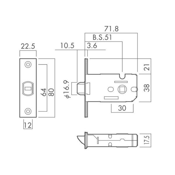 川口 川口技研 ドアノブ GIKEN LS62A-1SQJ-ZB 黒ブラック LSミニ