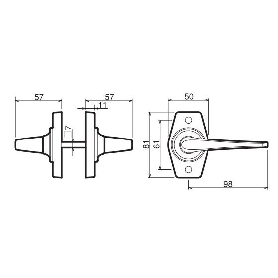 ドアノブ ハンドル交換 GIKEN ホームレバーHL-1N ニッケル 空錠（鍵なし） バックセット35ｍｍ、50ｍｍ、60ｍｍ｜tmk-onlineshop｜03