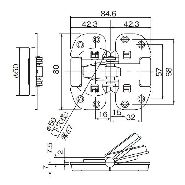クローゼット丁番 扉金具交換 ムラコシ収納センターヒンジ ツバ広タイプ 2fe B 掘り込み型 折り戸用部品 6枚までネコポス発送 Murakoshi Sh Tmkオンラインショップ 通販 Yahoo ショッピング