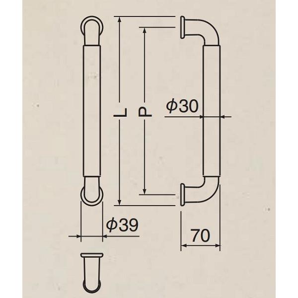 シロクマ No130 ビックハーモニー取手 両面用 2本1組 30mm×600mm