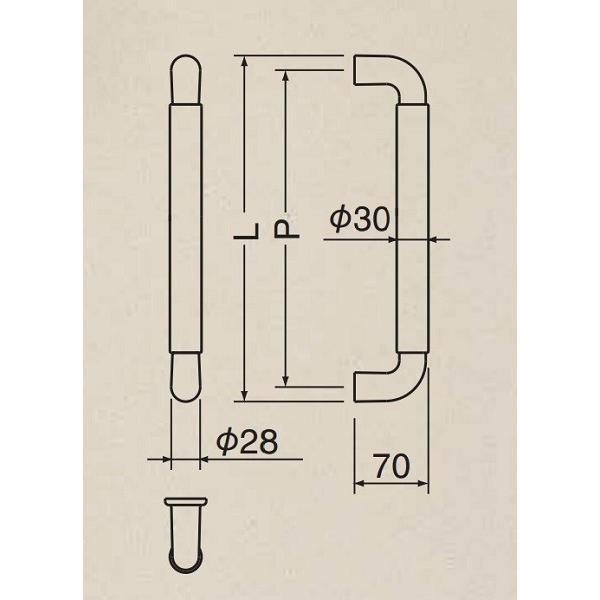 シロクマ No135 ビックデュエット取手 両面用 2本1組 30mm×453mm