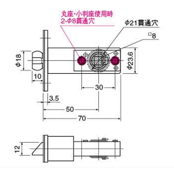 WB レバーハンドル用 取替用チューブラーラッチのみ LLC-15 バックセット50ｍｍ 角フロント 角芯サイズ8ｍｍ用｜tmk-onlineshop｜02