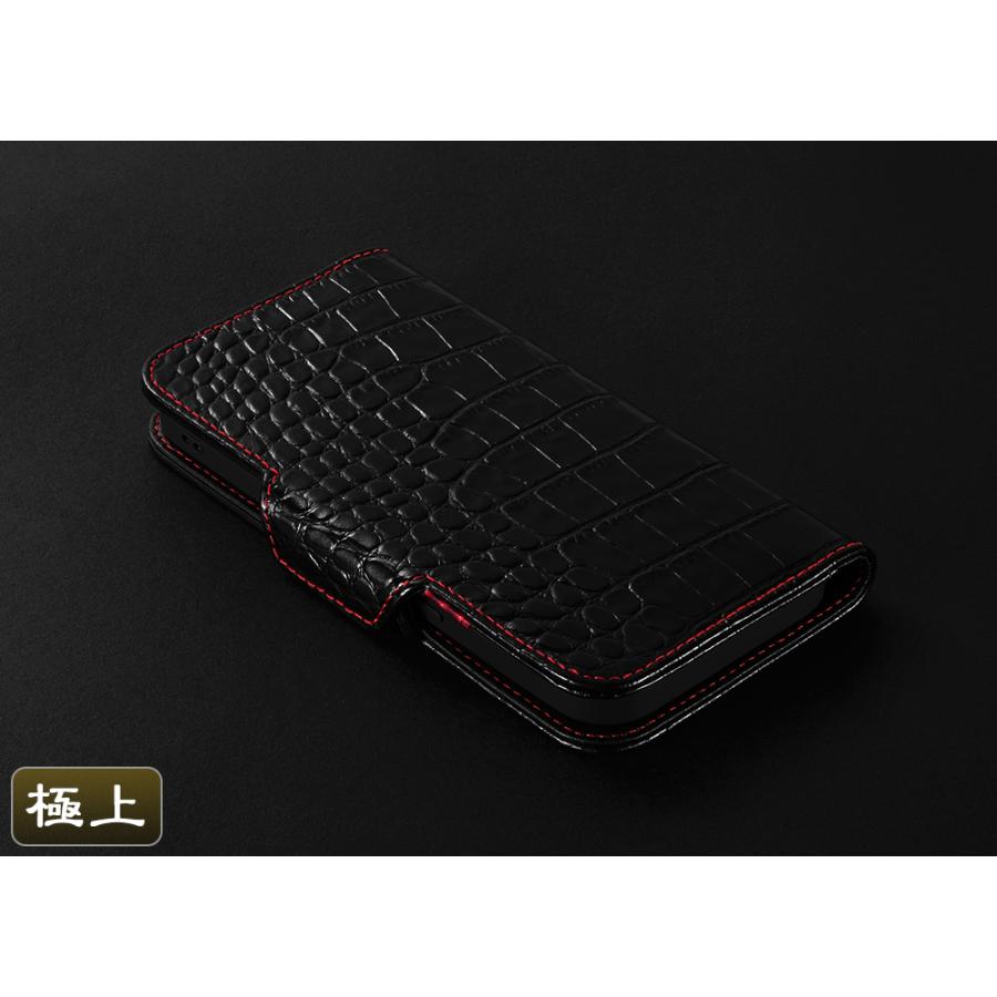 iPhone 14 Pro ケース 手帳型 本革 クロコ 艶 黒 最高級 牛革 iPhone 14 Pro ケース 手帳型 本革 クロコ 艶 黒 最高級 牛革