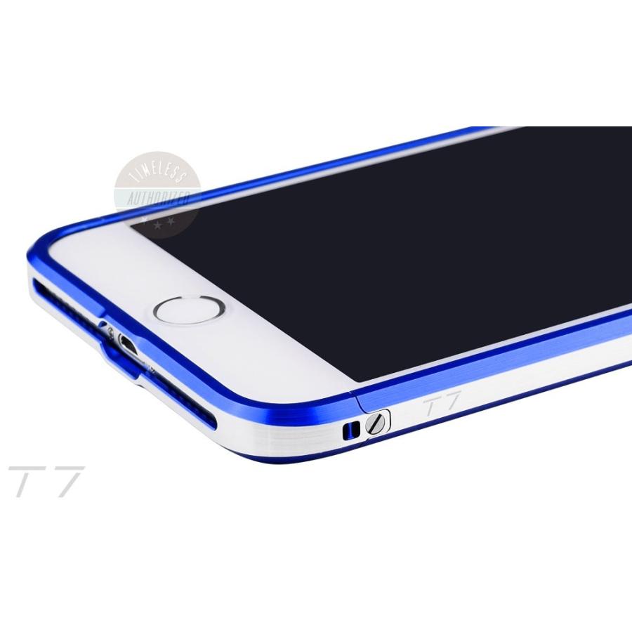 iPhone8 バンパー ケース アルミ製 SWORD T7 アルミバンパー メタルバンパー 高品質 ネジ式 アイフォン8 青 SE SE2（ブルーxシルバー）｜tmls｜03