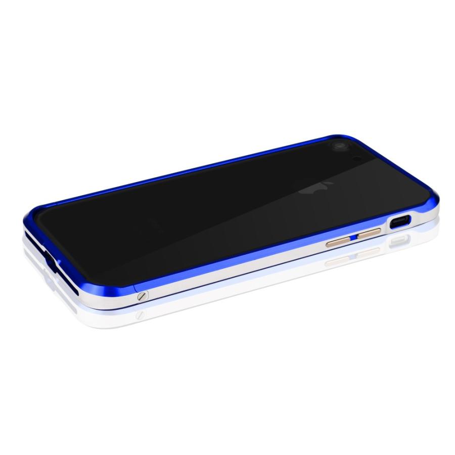 iPhone8 バンパー ケース アルミ製 SWORD T7 アルミバンパー メタルバンパー 高品質 ネジ式 アイフォン8 青 SE SE2（ブルーxシルバー）｜tmls｜07