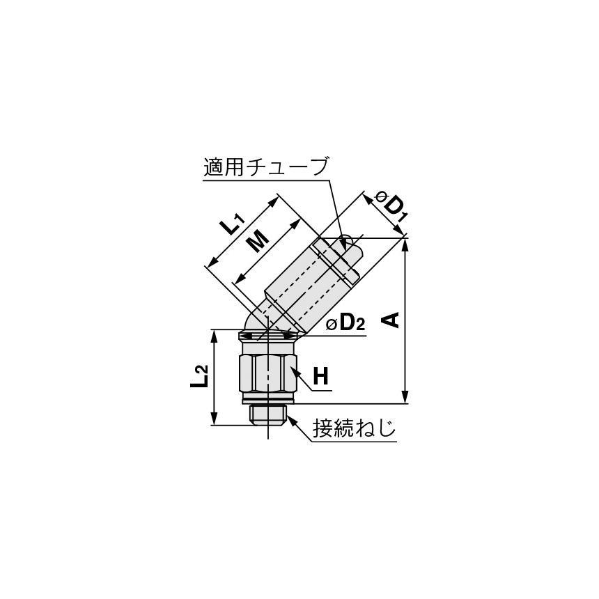 ~SMC:45°エルボユニオン(ガスケットシール) 型式:KQ2K06-M6A（1セット:100個入） 3枚目