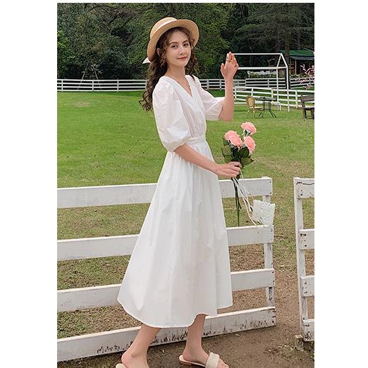 Vネック 白 ワンピース ガーリー フェミニン 大人可愛い 清楚 涼し気 レディース 春夏 送料無料 Ami0006 トムリィ ジャパン 通販 Yahoo ショッピング