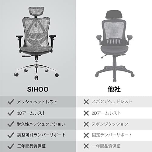 SIHOO デスクチェア オフィスチェア ハイバック 人間工学椅子 S字立体