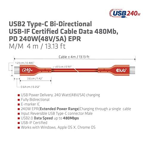 Club 3D USB2.0 Type C 双方向 USB-IF認証ケーブル 480Mbps PD 240W(48V/5A) EPR オス/オス 4m｜tmshop2020｜06