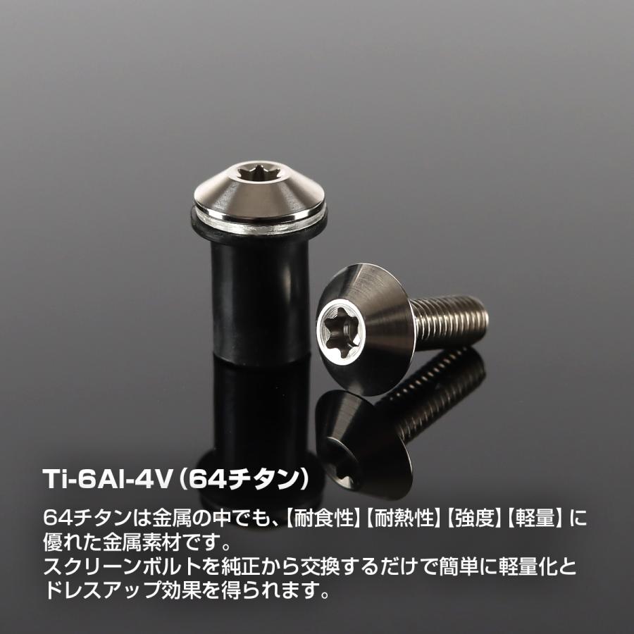 スクリーンボルト 64チタン製 4個セット ウェルナット PVCワッシャー セット カウル スクリーン カスタム ドレスアップ シルバー BS0221 | TECHーMASTER | 04