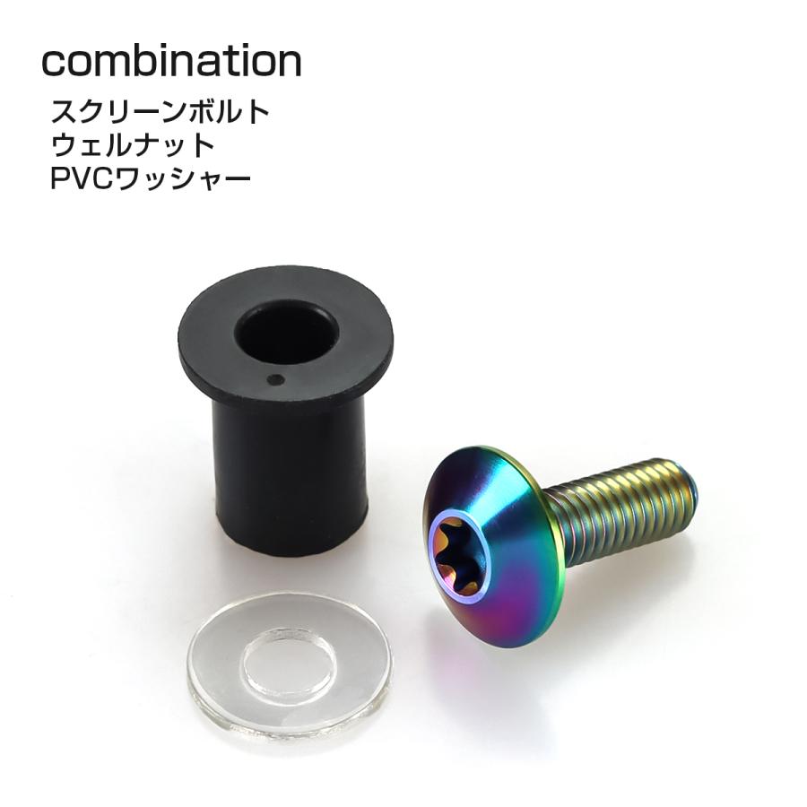 スクリーンボルト 64チタン製 6個セット ウェルナット PVCワッシャー セット カウル スクリーン カスタム ドレスアップ レインボー BS0226 | TECHーMASTER | 05