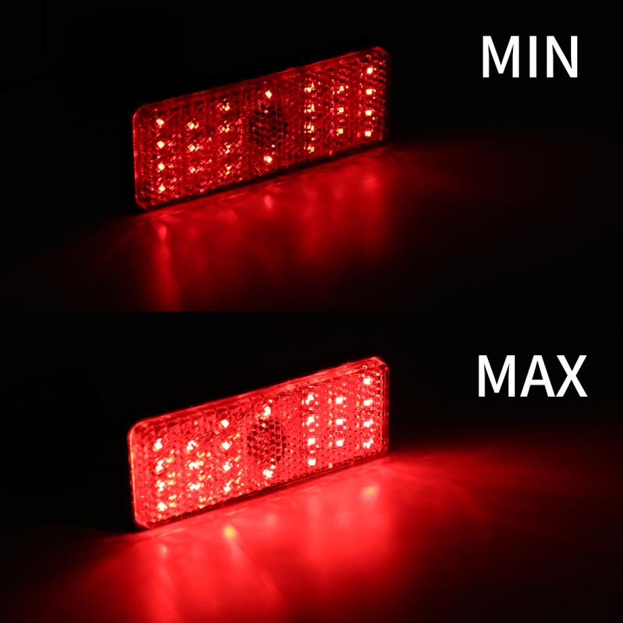 LED サイドリフレクター レッド クリアレンズ 2段階発光 左右セット