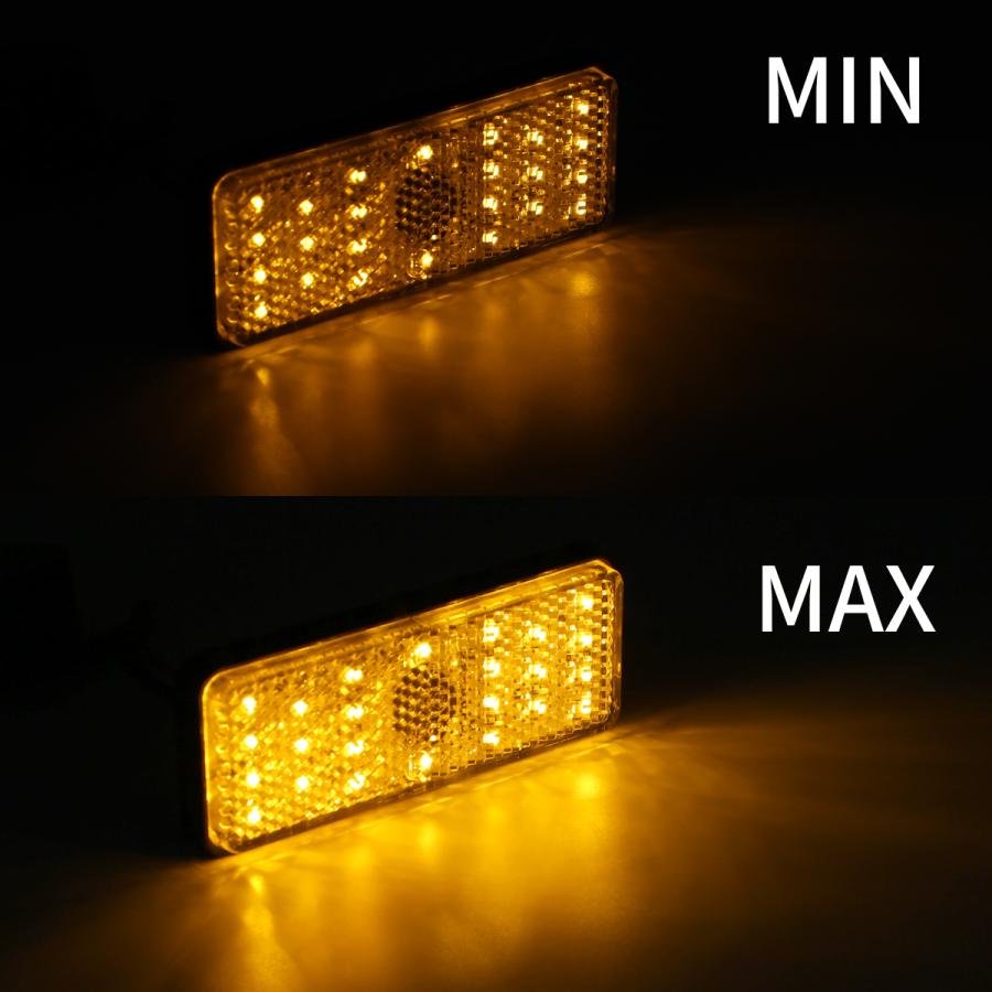 LED サイドリフレクター アンバー クリアレンズ 2段階発光 左右セット